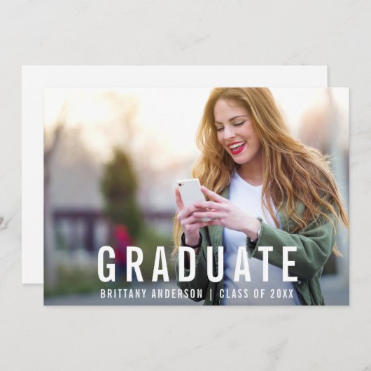 卒業モダン |大学院写真のお知らせ 案内状 (正面/裏面)