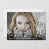 卒業モダン |手書き文字の写真 招待状 (正面)