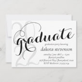 卒業モダン | 黒ミニマルのクラシックスクリプト 招待状 (正面)