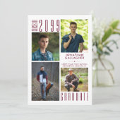 卒業モダンBurgundy Maroon 5写真 案内状 (スタンド正面)