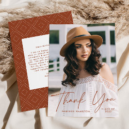 卒業モダンTerracottaスクリプト写真卒業 サンキューカード