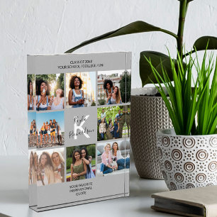 卒業モノグラムの引用文8フォトコラージュグレー フォトブロック