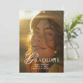 卒業ユニークタイポグラフィフルフォト卒業 案内状 (スタンド正面)