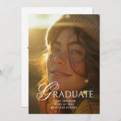 卒業ユニークタイポグラフィフルフォト卒業 案内状 (正面/裏面)