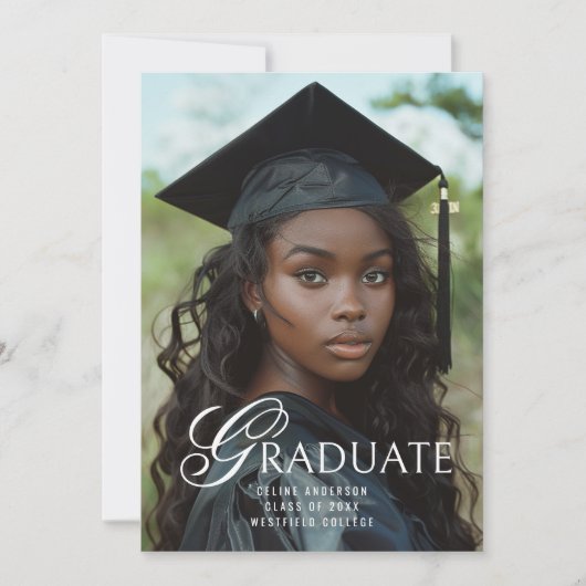 卒業ユニークタイポグラフィ写真卒業会 招待状 (正面)