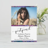 卒業ユニークパーティー延期されたフォトカード 招待状 (スタンド正面)