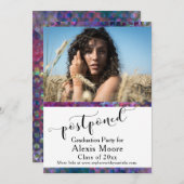 卒業ユニークパーティー延期されたフォトカード 招待状 (正面/裏面)