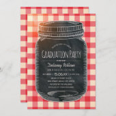 卒業ユニークパーティー素朴カントリーメイソンJAR 招待状 (正面/裏面)