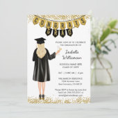 卒業ユニーク招待状ブロンドヘア 招待状 (スタンド正面)