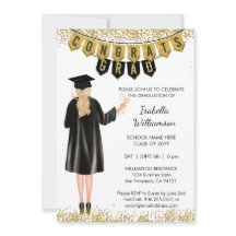 卒業ユニーク招待状ブロンドヘア