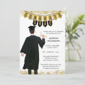 卒業ユニーク招待状男性茶色の髪 招待状 (スタンド正面)