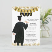 卒業ユニーク招待状男性黒髪 招待状 (スタンド正面)