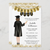 卒業ユニーク招待状茶色の髪 招待状 (正面/裏面)