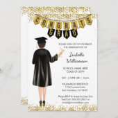 卒業ユニーク招待状茶色の髪 招待状 (正面/裏面)