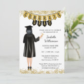 卒業ユニーク招待状黒髪 招待状 (スタンド正面)