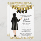 卒業ユニーク招待状黒髪 招待状 (正面/裏面)