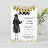 卒業ユニーク招待状黒髪 招待状 (スタンド正面)