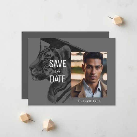 卒業ユニーク発表の写真カード 案内状 (正面/裏面インサイチュ)