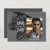 卒業ユニーク発表の写真カード 案内状 (正面/裏面)