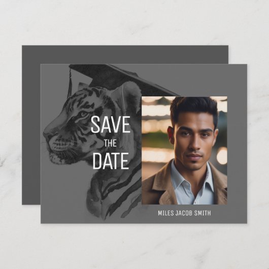 卒業ユニーク発表の写真カード 案内状 (正面/裏面)