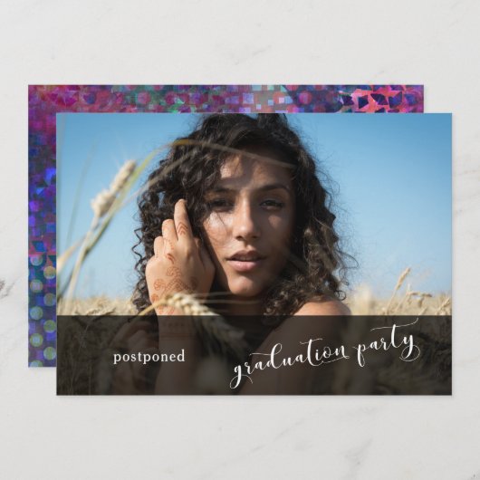 卒業ユニーク者カラフル延期カード 招待状 (正面/裏面)