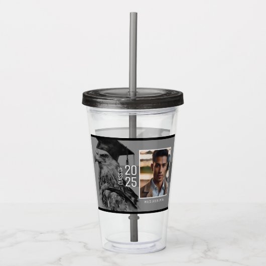 卒業ユニーク2枚フォト飲み物用品 アクリルタンブラー (正面)