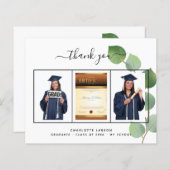 卒業ユーカリ写真予算サンキューカード (正面/裏面)