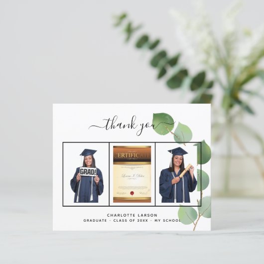 卒業ユーカリ写真予算サンキューカード (スタンド正面)