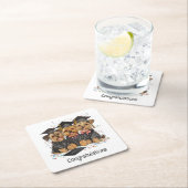 卒業ヨークシャーテリアドッグス スクエアペーパーコースター (インサイチュ)