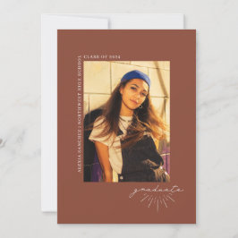 卒業ラインアートテラコッタ大学院写真 案内状