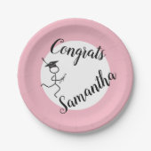 卒業ランナー©ランニングのパーティーピンク ペーパープレート (正面)