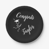 卒業ランナー©ランニング白黒プレート ペーパープレート (正面)