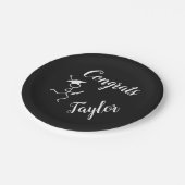 卒業ランナー©ランニング白黒プレート ペーパープレート (アングル)