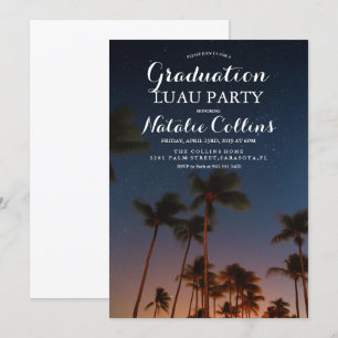 卒業ルアウ（ハワイ式宴会）トロピカルパームツリー招待状 招待状