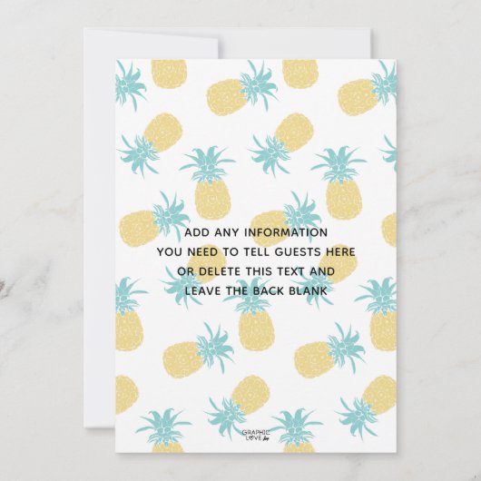 卒業ルアウ(ハワイ式宴会)卒業パーティーオープンハウス 招待状 (裏面)