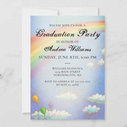 卒業レインボーグラッドキャップスクリプト 案内状 (裏面)