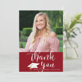 卒業レッドありがとうひとりのフォトスクリプト サンキューカード (スタンド正面)