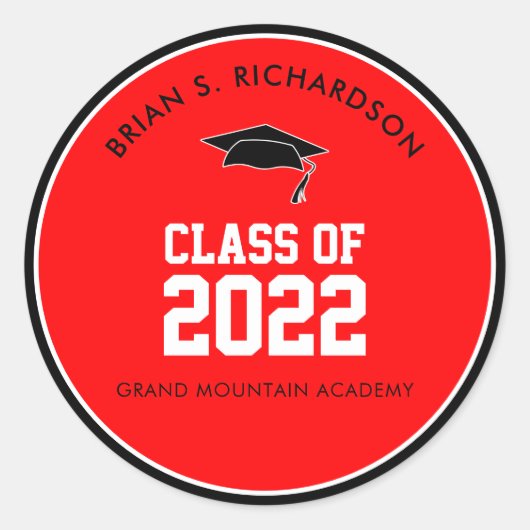 卒業レッドとブラックカスタム ラウンドシール (正面)