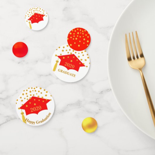 卒業レッドキャップ&金ゴールドテーブル紙吹雪 コンフェッティ (グループ)