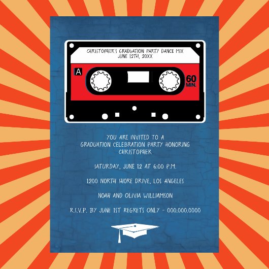 卒業レトロミックステープ卒業パーティー 案内状