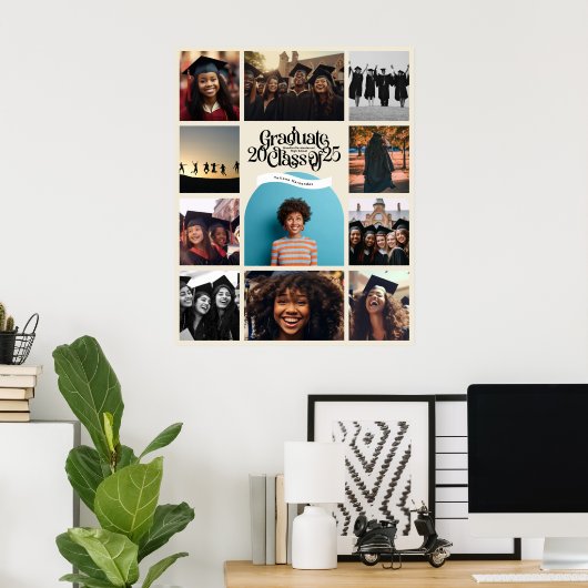 卒業レトロリボン2025年のクラスSCHOOL写真 ポスター (ホームオフィス)