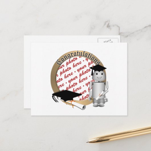 卒業ロボットのフォトフレーム 案内ポストカード (正面/裏面インサイチュ)