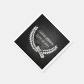 卒業ローレルリースオンブラックロック スタンダードカクテルナプキン (角)