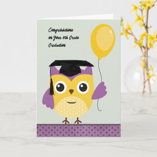 卒業ワイズフクロウ8年生 カード (黄色い花)