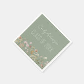 卒業ワイルドフラワーセージ緑ボホシック スタンダードカクテルナプキン (角)