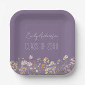 卒業ワイルドフラワーパープルグラードモダン ペーパープレート (正面)
