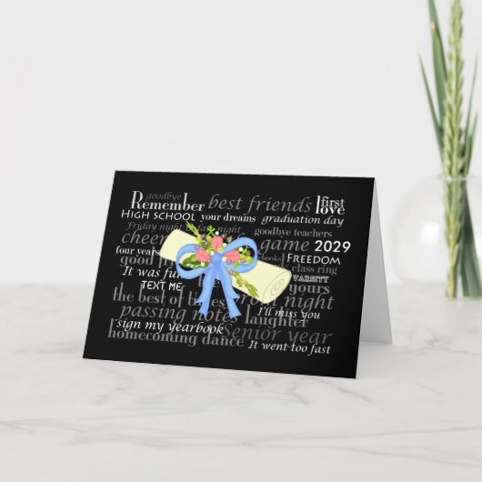 卒業ヴィンテージディプロマピンクローズガーリーフローラ カード (正面)