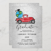 卒業ヴィンテージトラックグローブグラッドキャップ 案内状 (正面/裏面)