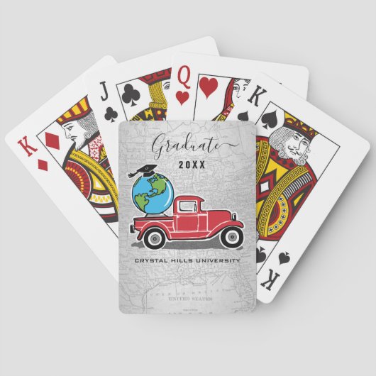 卒業ヴィンテージレッドトラックグラッドキャップワールドグローブ トランプ (裏面)