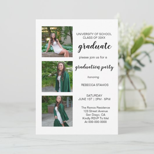 卒業三写真卒業パーティー招待状 招待状 (スタンド正面)